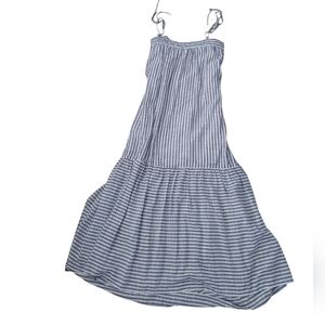 Abercrombie & Fitch Stripe Trapeze Shoulder Tie Strap Maxi Dress